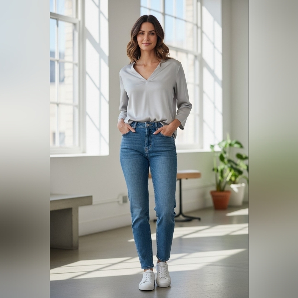 MNG Basics Long Sleeve Satin Blouse